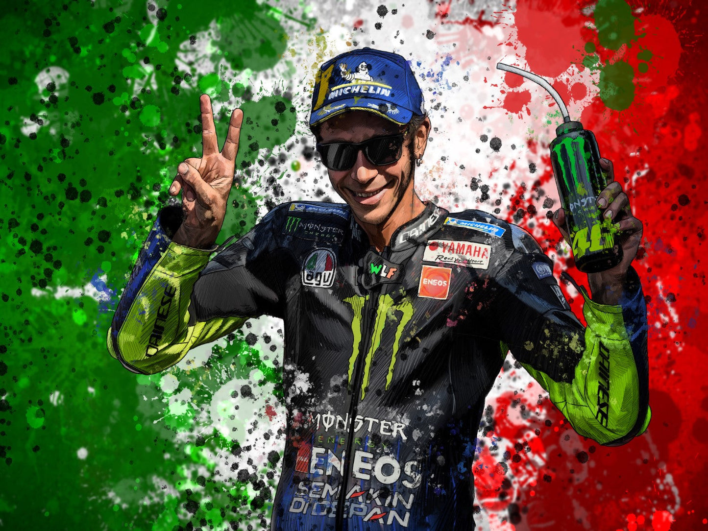 Rossi with Flag 46 Canvas Print