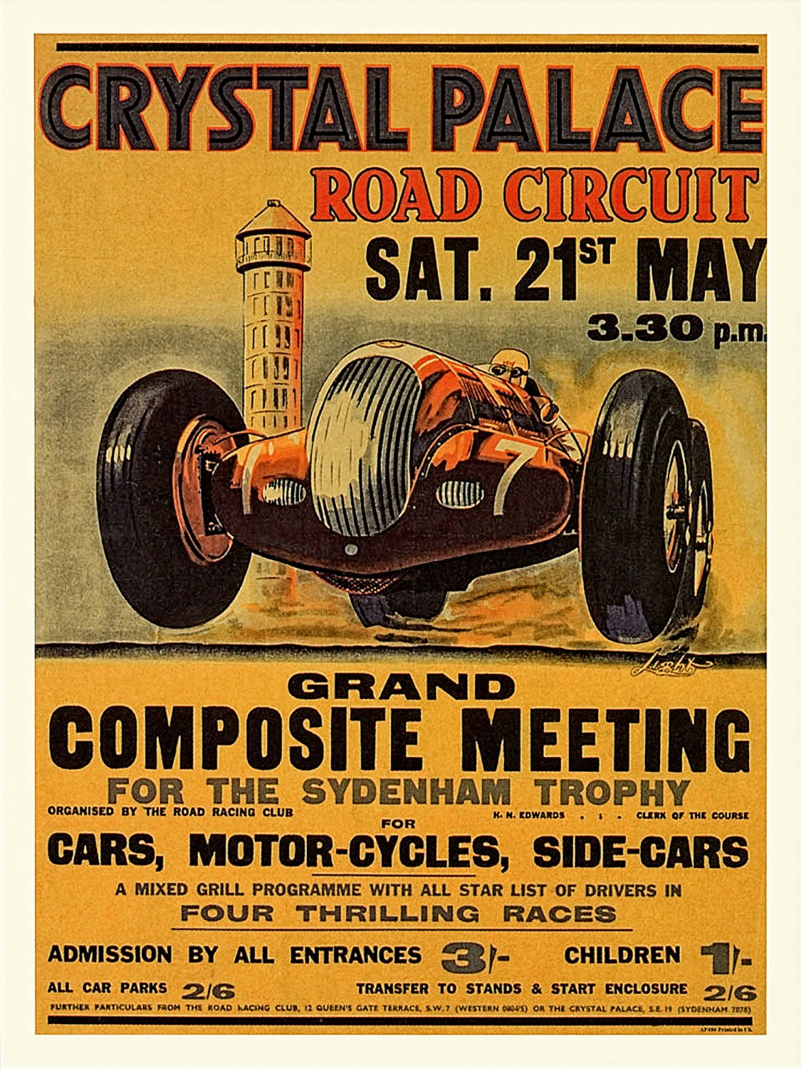 Palace Road Race Poster1938 Canvas Print