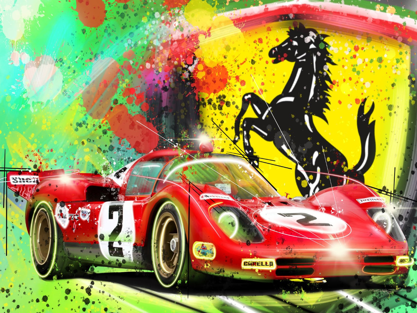 Ferrari and Badge Canvas Print