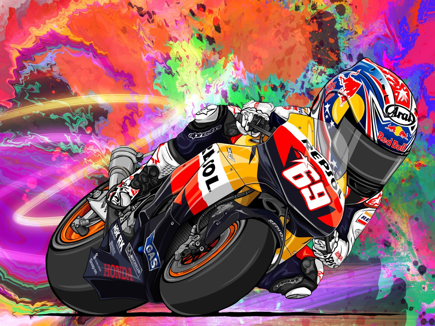 Nicky Hayden Swirl Canvas Print