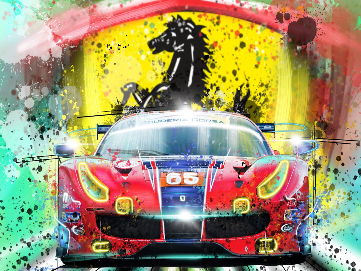 Ferrari and Car Framed Print