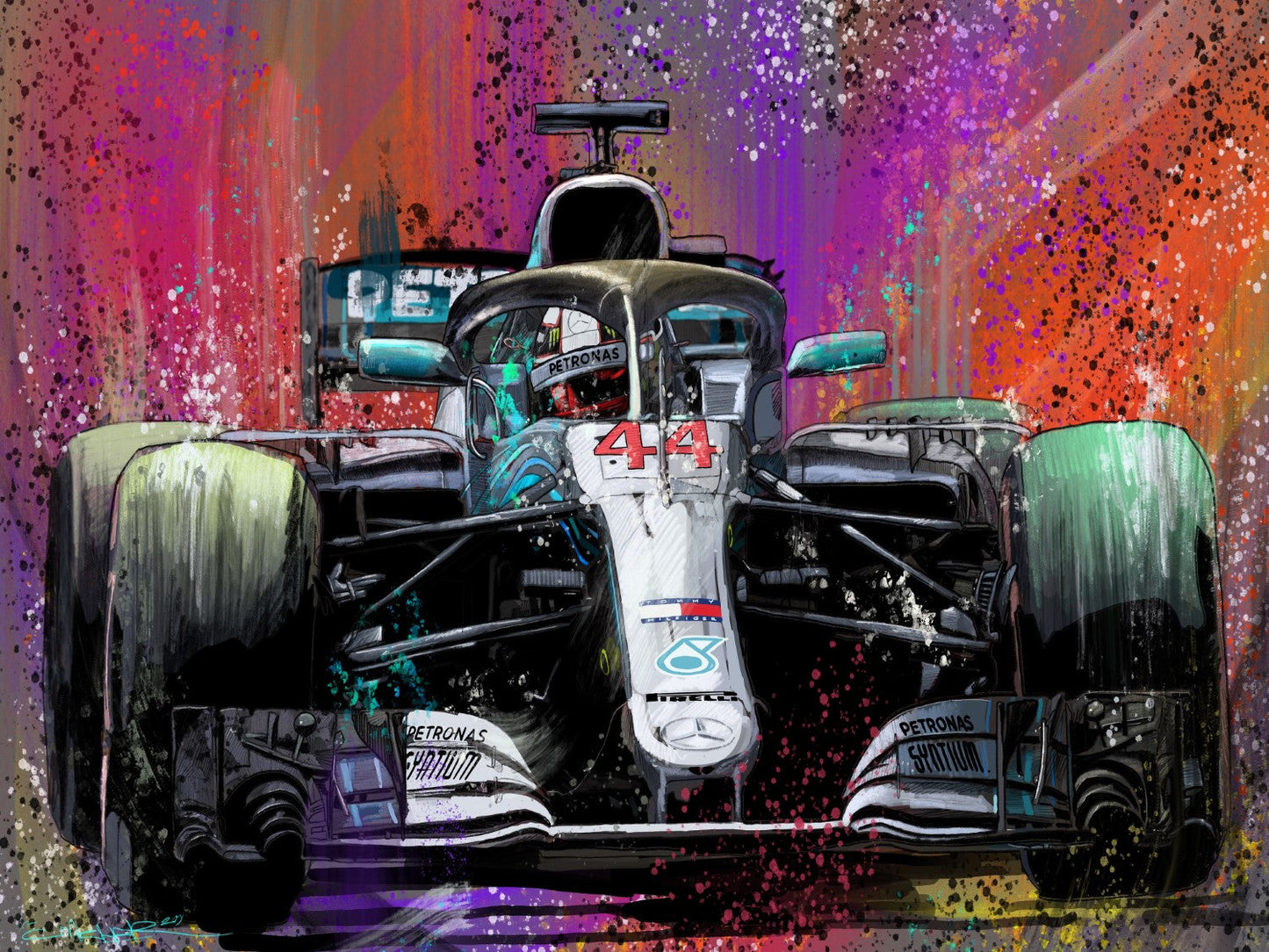 Lewis Hamilton Petronas Framed Print