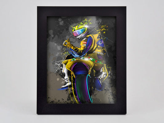 Rossi on Black Background Framed Print