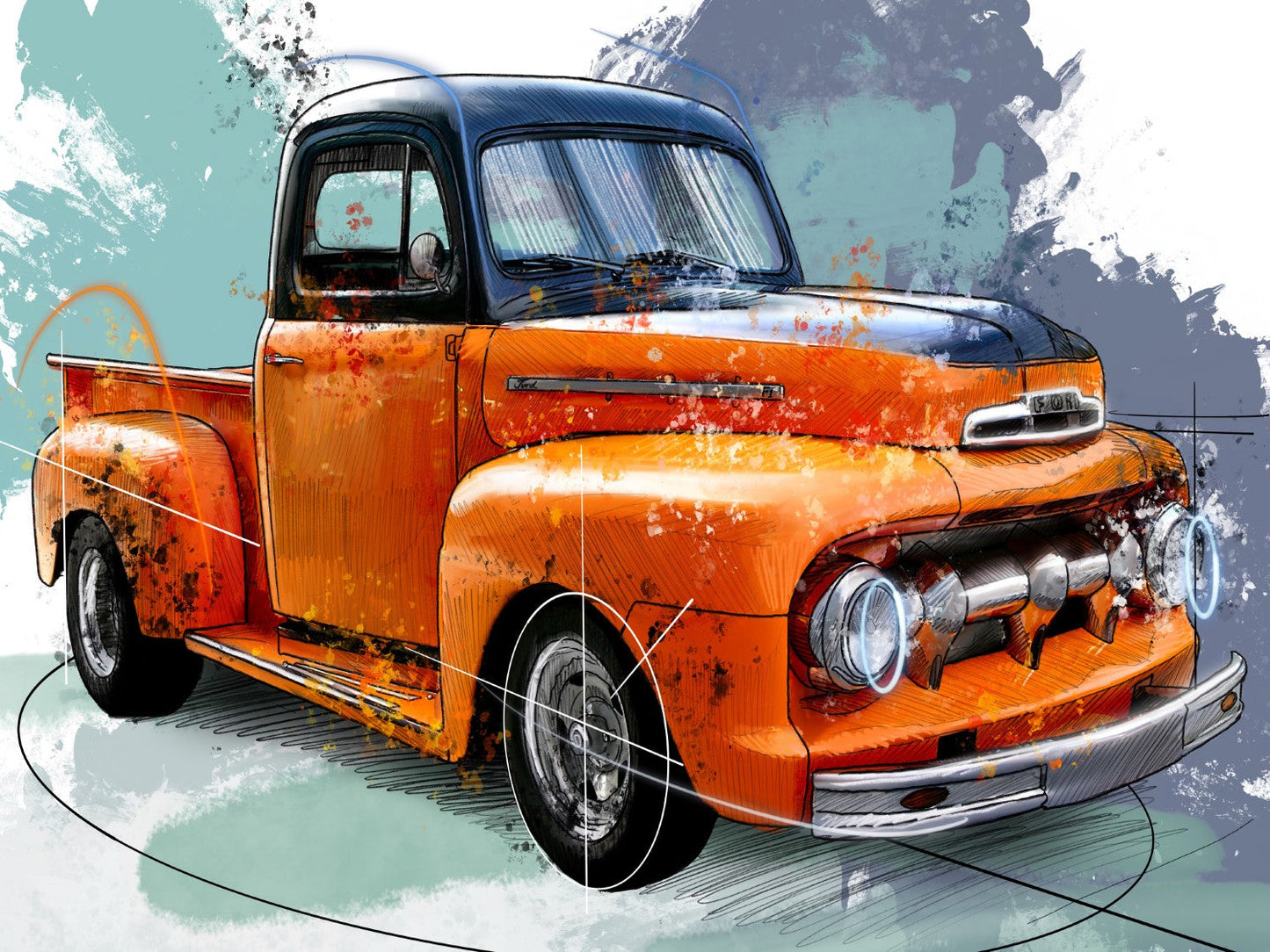 Classic Truck in Orange Canvas Print