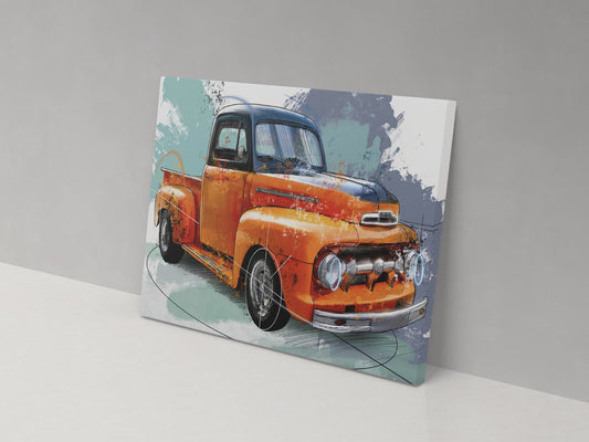 Classic Truck in Orange Canvas Print