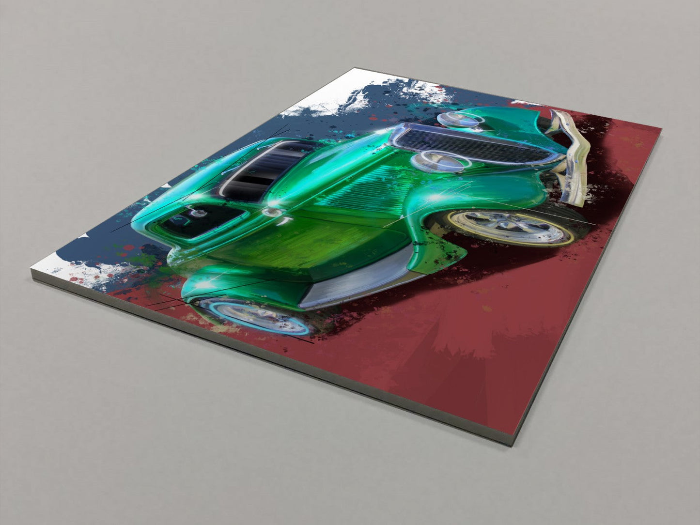 Classic Car in Green Foamex Print