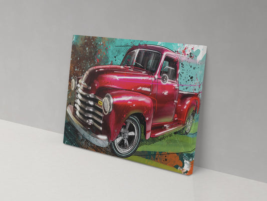 Classic Truck in Red Canvas Print