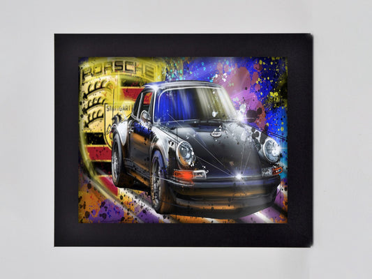 Porsche Car and Badge Framed Print