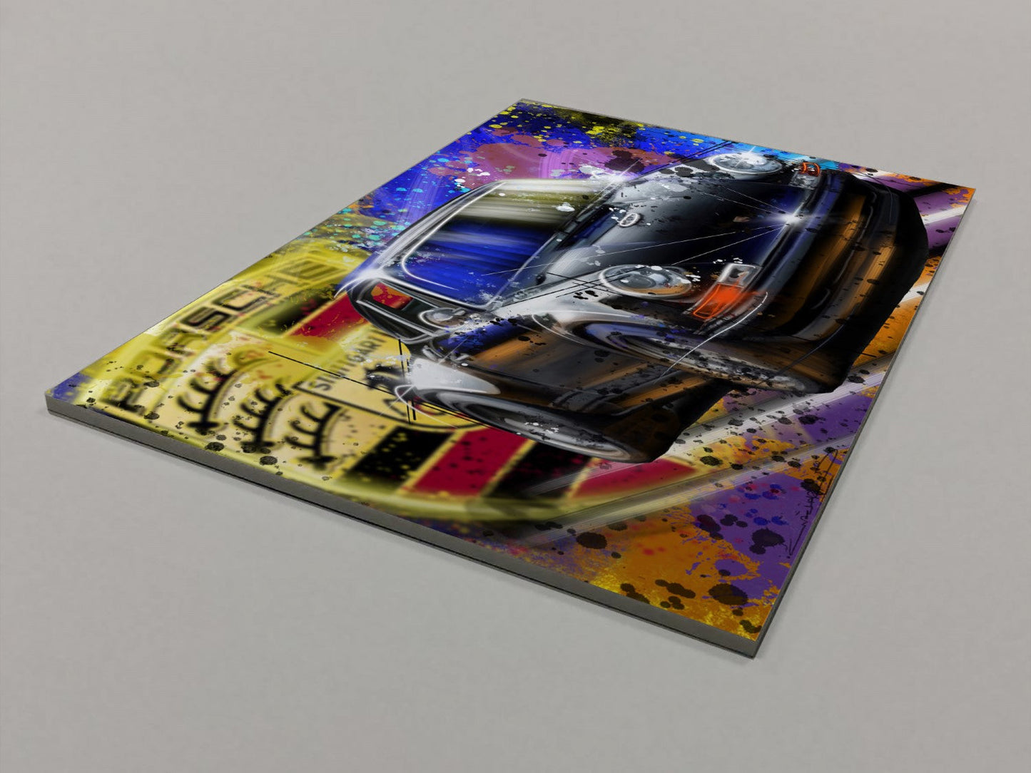 Porsche Car and Badge Foamex Print