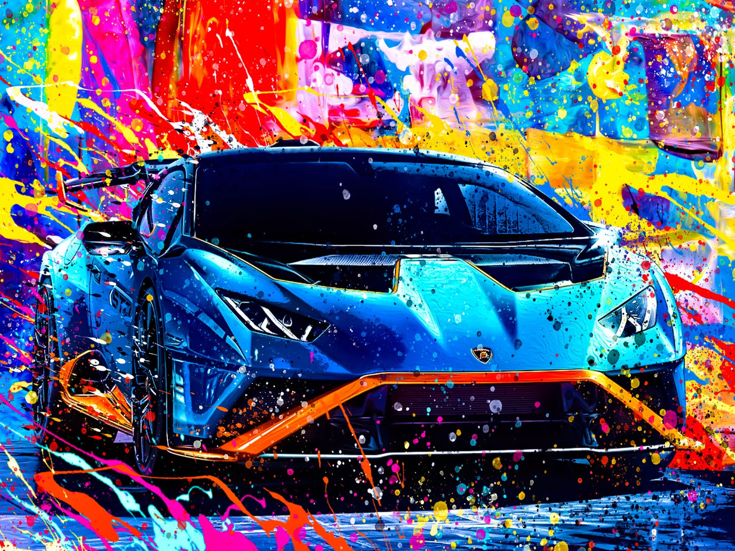 Lambo Colour Splash Framed Print
