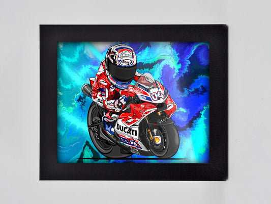 Andrea Dovizioso Cartoon 04 Framed Print