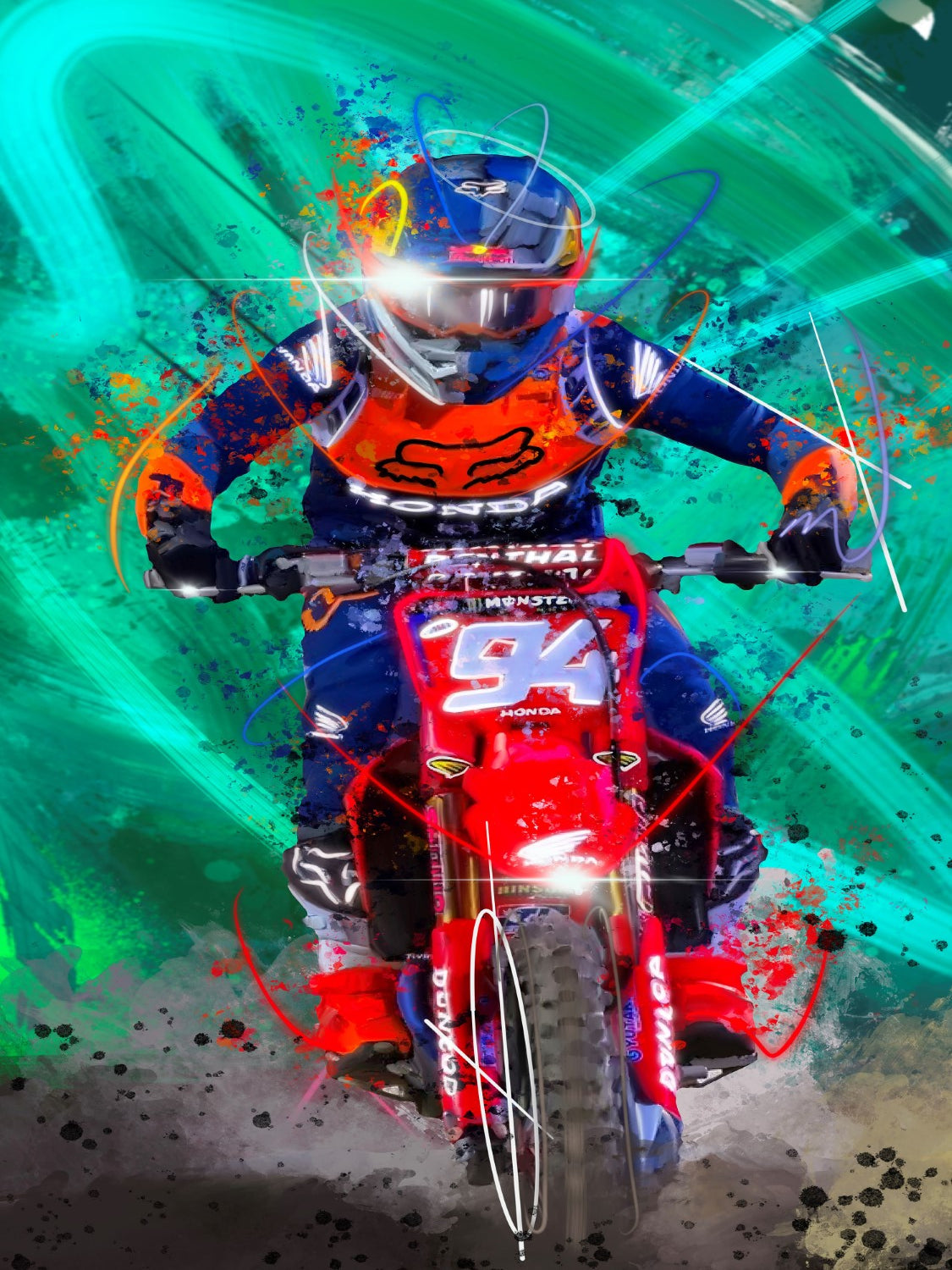 Ken Roczen in Blue and Red Framed Print