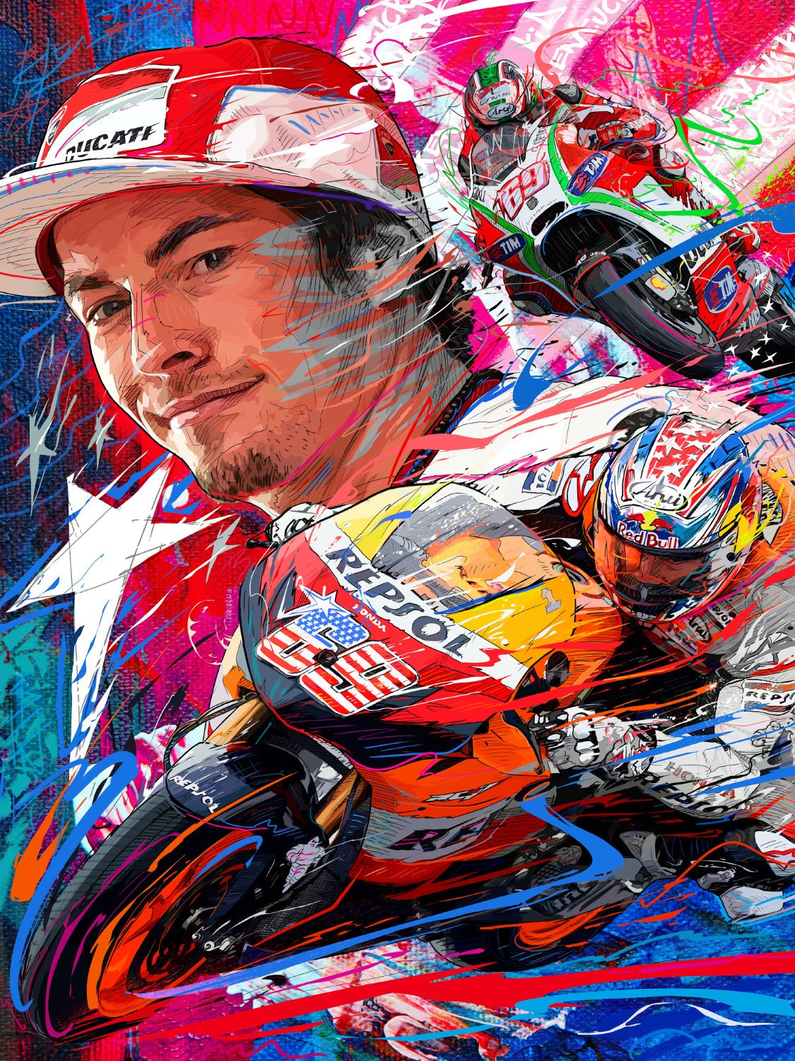 Nicky Hayden Montage Canvas Print