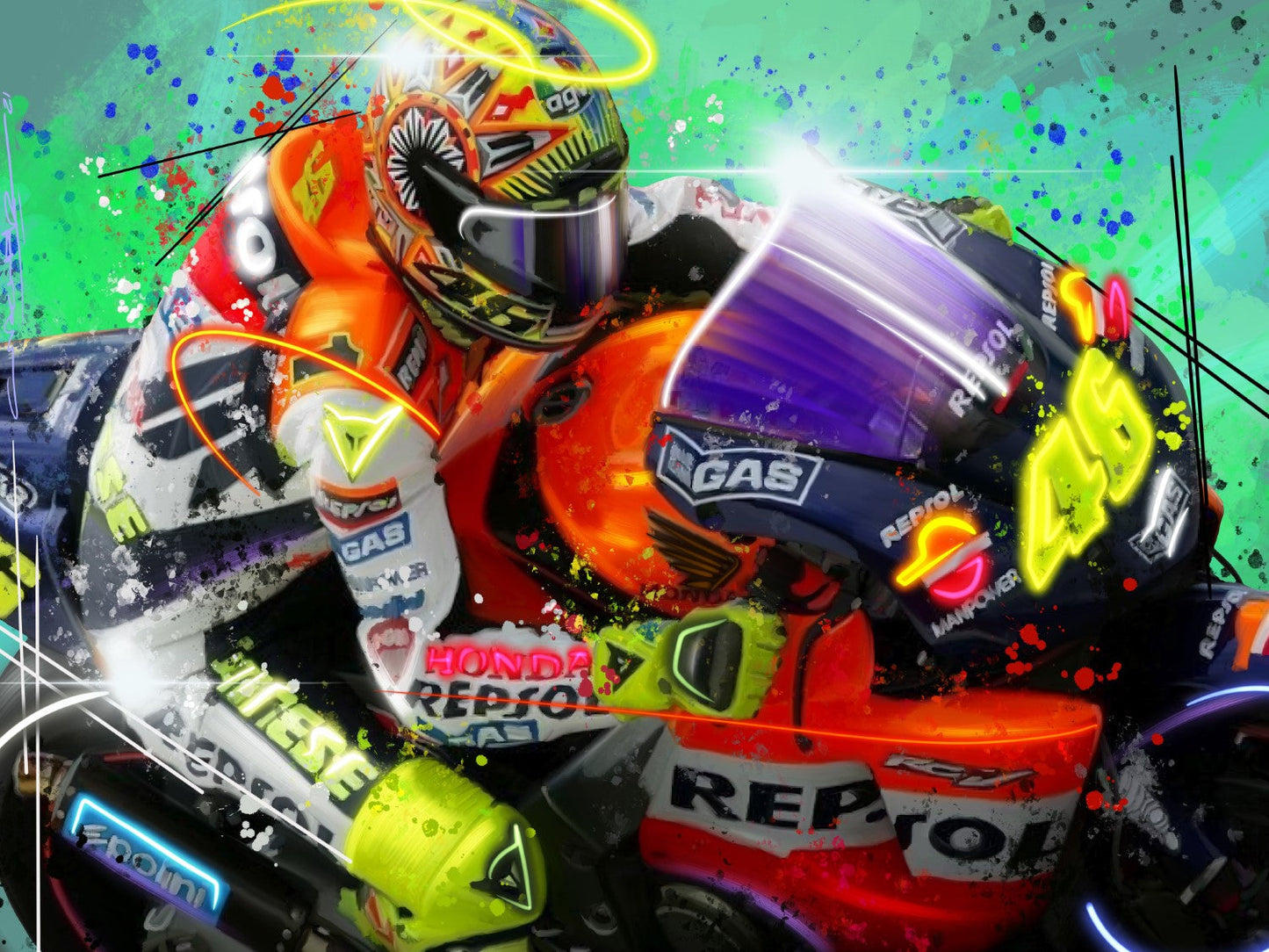 Rossi on Repsol Canvas Print