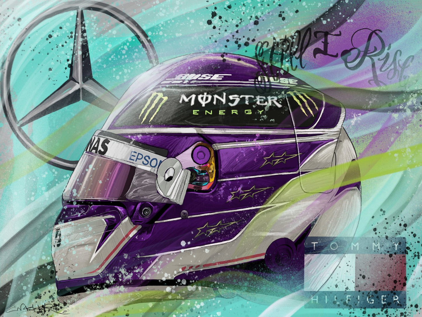 Lewis Hamilton Helmet 2020 Foamex Print