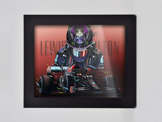 Lewis Hamilton Car and Man . Framed Print