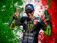 Rossi with Flag 46 Framed Print