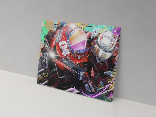 Andrea Dovizioso number 04 Ducati montage artwork on a 14 × 20-inch canvas print