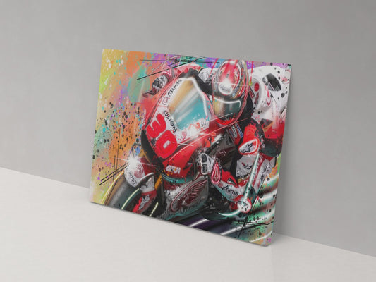 Takaaki Nakagami number 30 motorcycle racing artwork on a 14 × 20-inch canvas print
