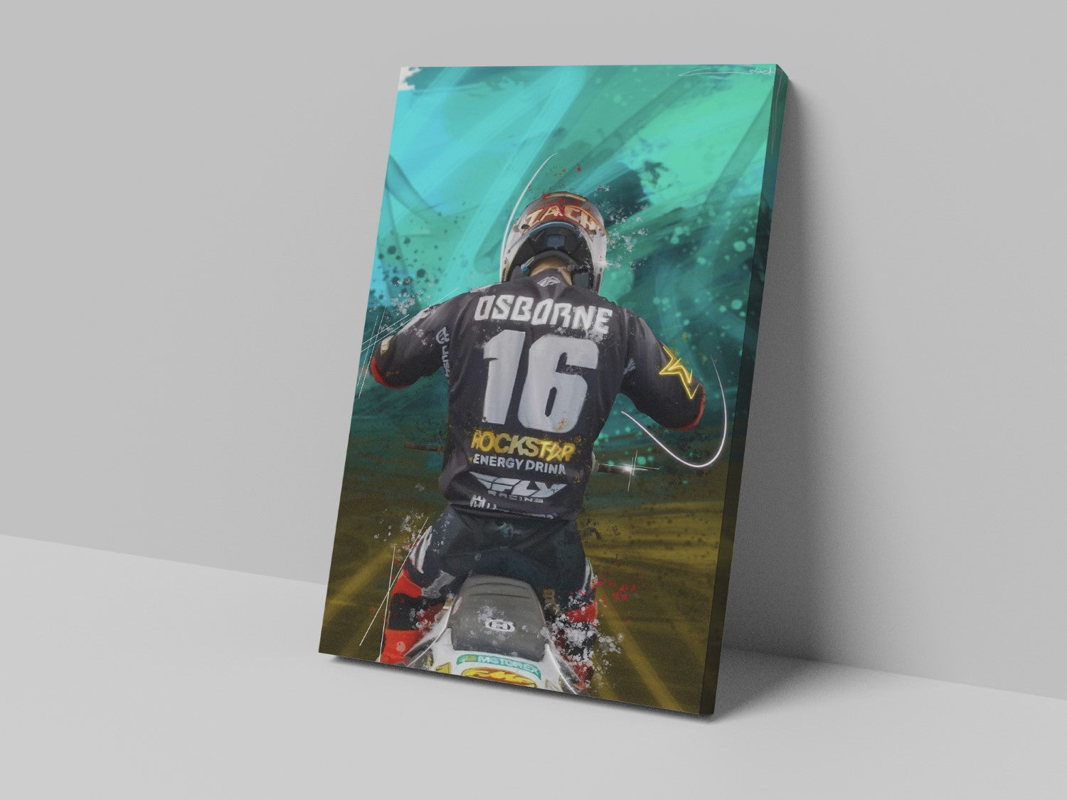Zach Osborne number 16 motocross artwork on a 14 × 20-inch canvas print
