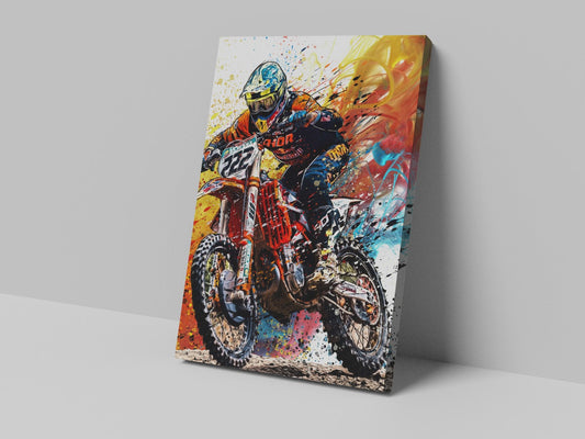 Tony Cairoli motocross artwork on a 14 × 20-inch canvas print