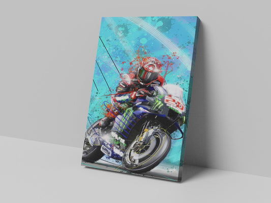 Fabio Quartararo portrait motorcycle racing artwork on a 14 × 20-inch canvas print