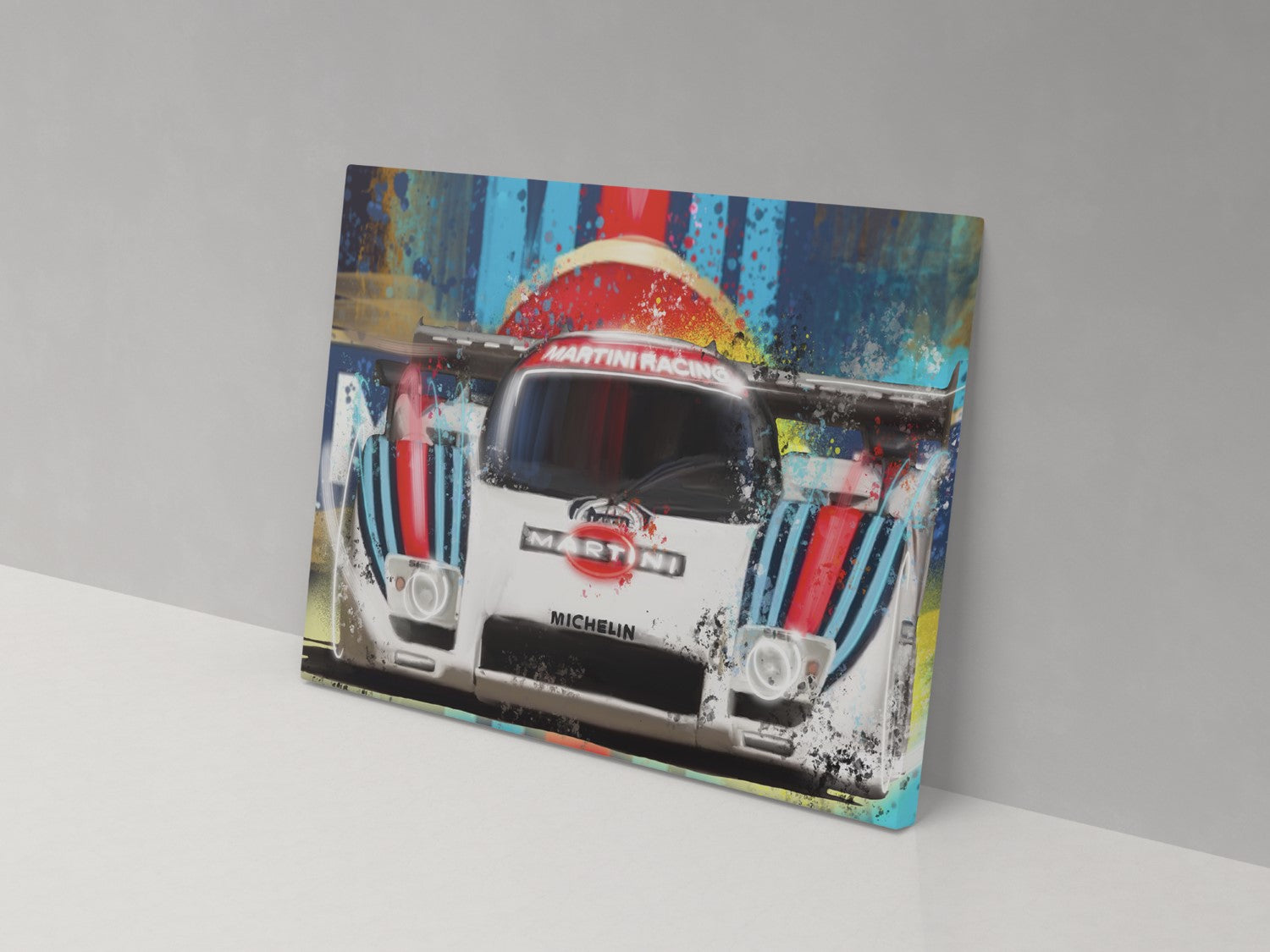Martini Racing car artwork on a 14 × 20-inch canvas print