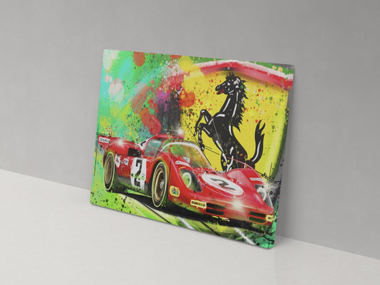 Ferrari Formula 1 driver and badge artwork on a 14 × 20-inch canvas print