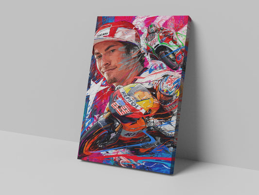 Nicky Hayden number 69 MotoGP artwork on a 14 × 20-inch canvas print