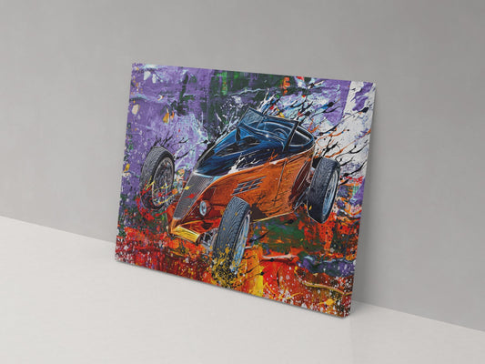 Kit car racing artwork on a 14 × 20-inch canvas print