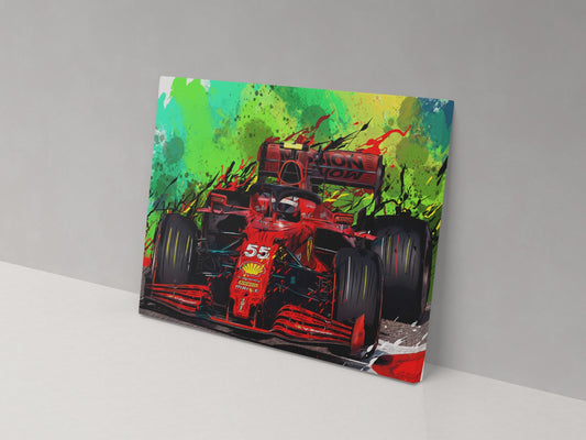 Carlos Sainz number 55 Formula 1 artwork on a 14 × 20-inch canvas print