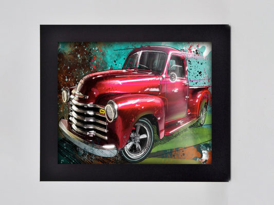 Classic Truck in Red Framed Print