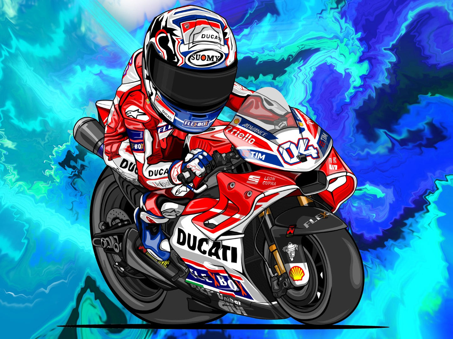Andrea Dovizioso Cartoon 04 Framed Print