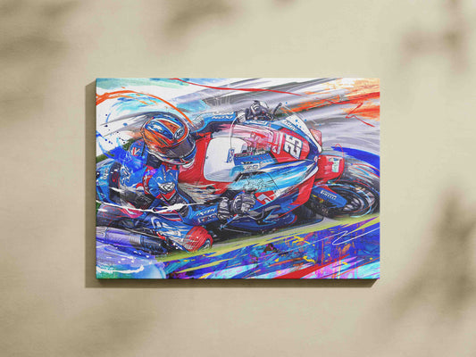 Josh Brookes riding the number 25 Honda in colourful British Superbike canvas artwork.