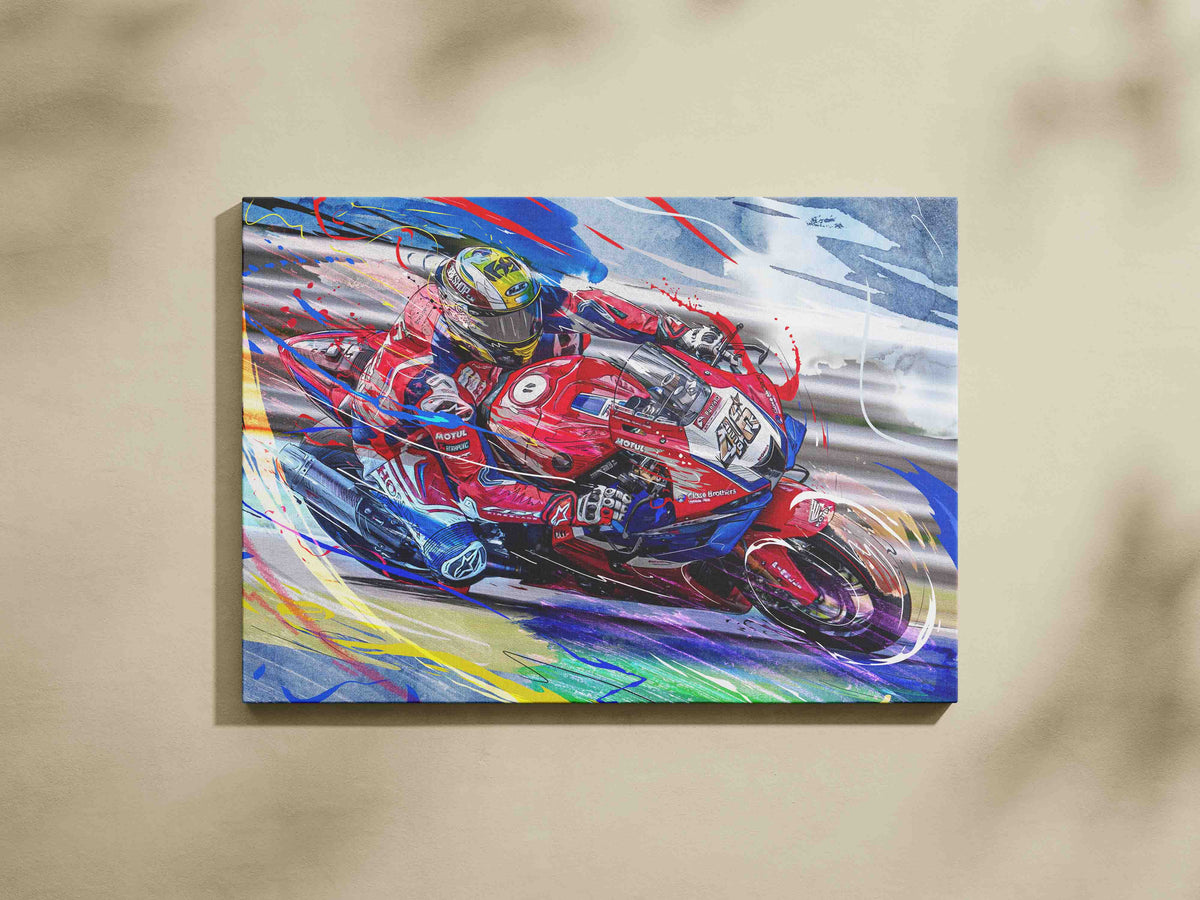 Tommy Bridewell racing the number 46 Honda in red, blue and white BSB artwork.